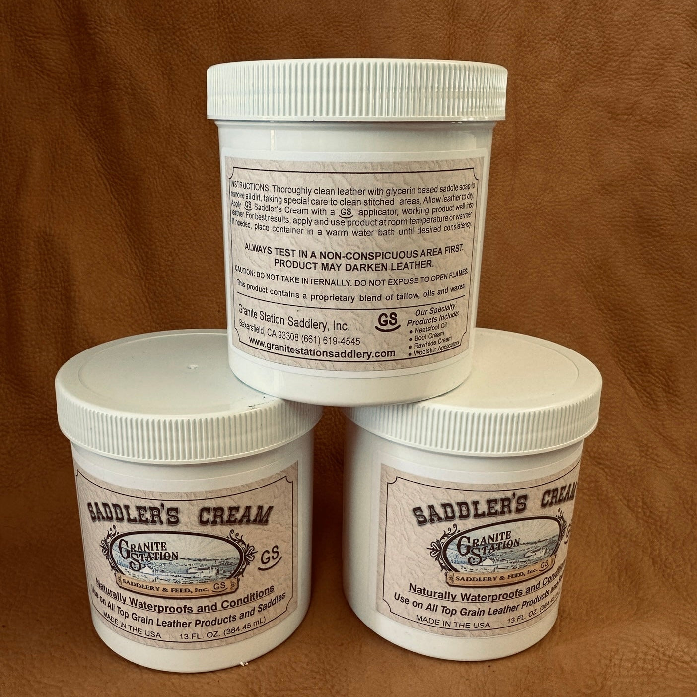 front and back labels of GS Saddlers Cream