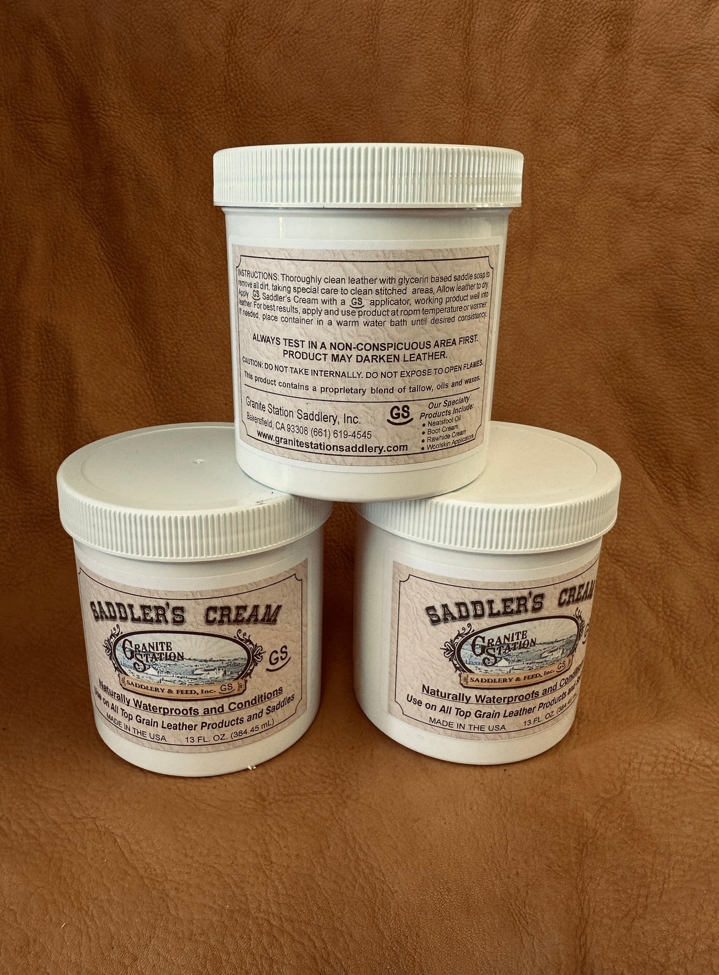 front and back labels of GS Saddlers Cream