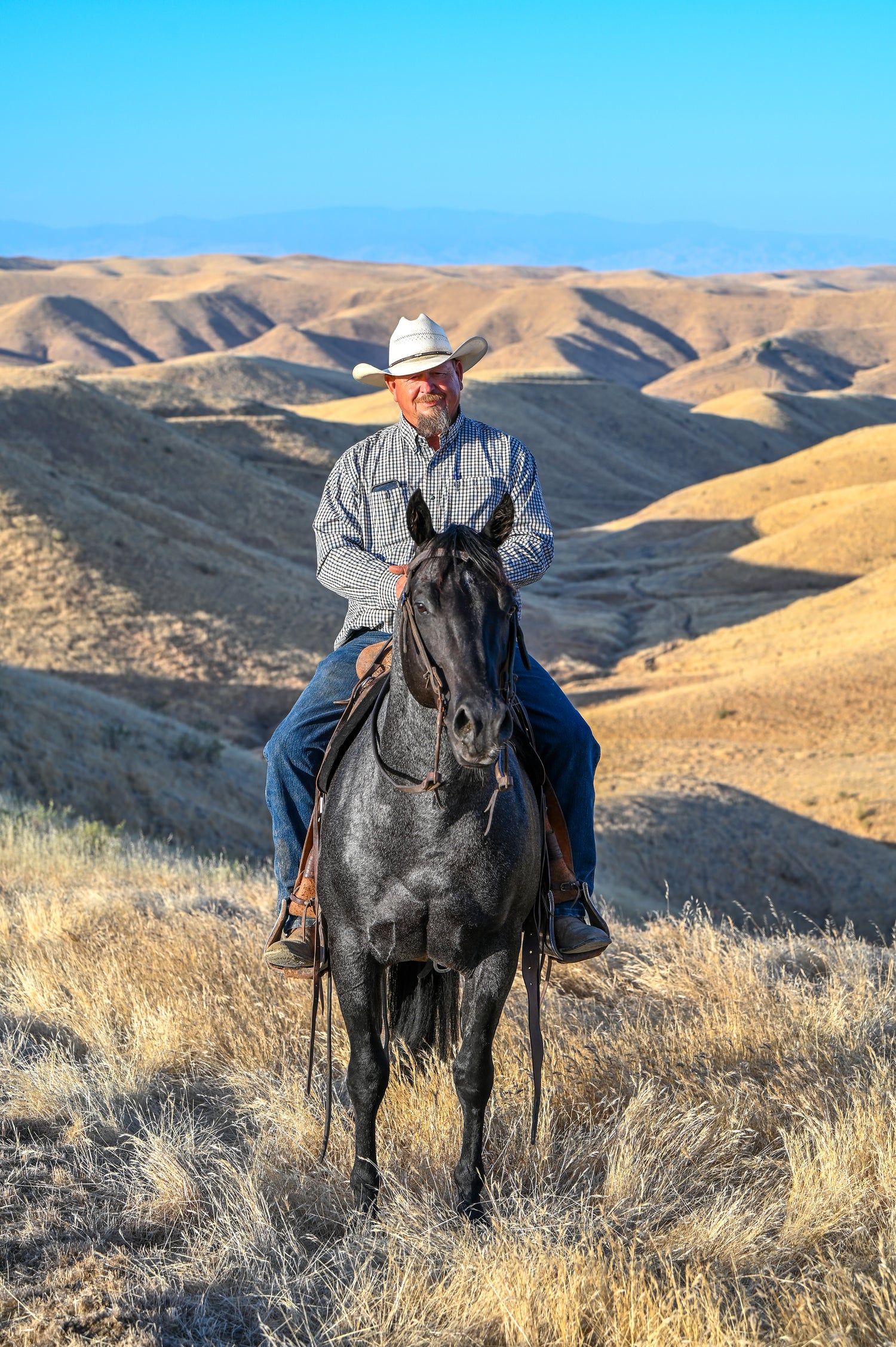 man on horse in mountains